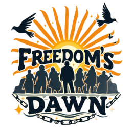 freedom dawn silhouettes shirt SVG PNG design with bold lettering