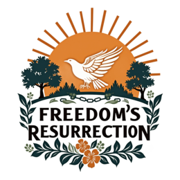 freedom dove sunrise SVG PNG design with bold lettering, black and white floral elements, an uplifting message