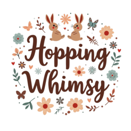 hopping whimsy bunnies SVG PNG design with bold lettering, floral elements