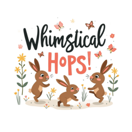 whimsical bunnies flowers shirt SVG PNG design with bold lettering, black and orange floral elements