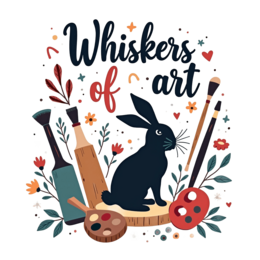 whiskers bunny SVG PNG design with bold lettering, black floral elements