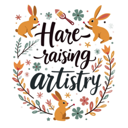hare raising artistry SVG PNG design with bold lettering, floral elements