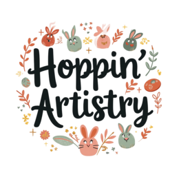 hoppin artistry bunnies SVG PNG design with bold lettering, white and orange floral elements