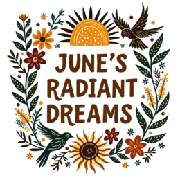 june dreams SVG PNG design with bold lettering, orange and red floral elements