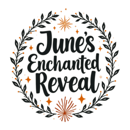 june enchanted reveal wreath SVG PNG design with hand-drawn style, black and orange floral elements