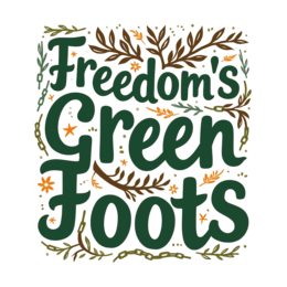 freedom greenery floral SVG PNG design with hand-drawn style, bold lettering, green and cream floral elements