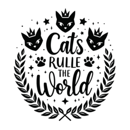 feline wreath SVG PNG design with bold lettering, black and white floral elements
