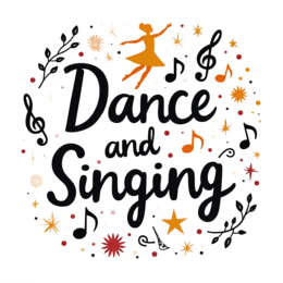 dance music floral SVG PNG design with bold lettering, black and orange floral elements
