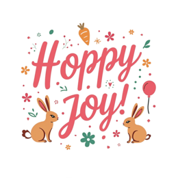 hoppy joy bunnies SVG PNG design with orange and pink floral elements