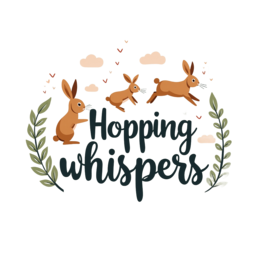 hopping bunnies whispers SVG PNG design with bold lettering, green floral elements