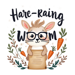 hare carrots learning SVG PNG design with orange and green floral elements