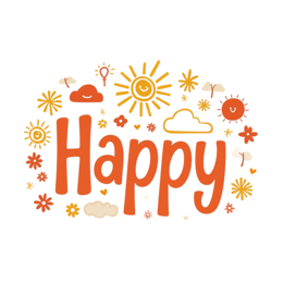 happy sunshine SVG PNG design with bold lettering, white and orange floral elements, an uplifting message
