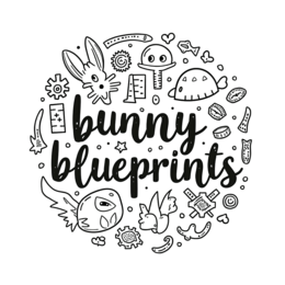 bunny doodles blueprints shirt SVG PNG design with bold lettering