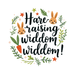 funny bunnies SVG PNG design with hand-drawn style, orange and green floral elements