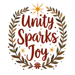 unity sparks joy floral SVG PNG design with bold lettering, white and orange floral elements