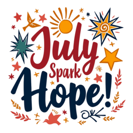 july spark holiday SVG PNG design with bold lettering, red and green floral elements