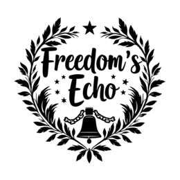 freedom echo SVG PNG design with hand-drawn style, bold lettering, black and white floral elements
