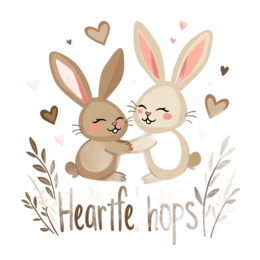heartfelt hops bunnies SVG PNG design with bold lettering