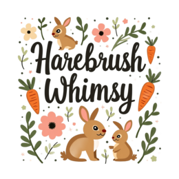 bunnies flowers SVG PNG design with bold lettering, orange floral elements