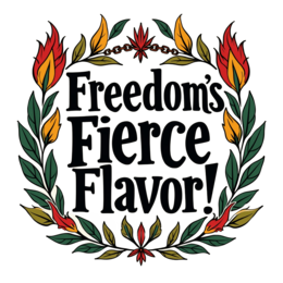 freedom flavor wreath SVG PNG design with bold lettering, red and green floral elements