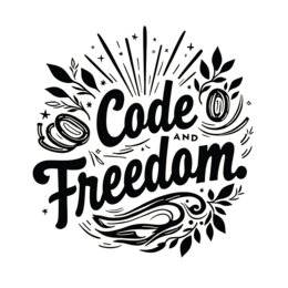 code freedom graphics SVG PNG design with hand-drawn style, bold lettering, black floral elements