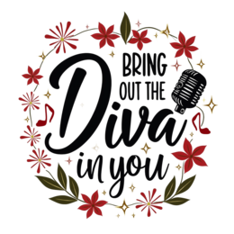 quote diva SVG PNG design with bold lettering, white and red floral elements, an uplifting message
