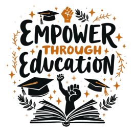 empowerment graphics SVG PNG design with bold lettering, black and orange floral elements, an uplifting message