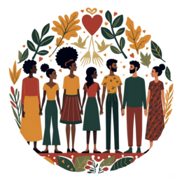 lifestyle diversity shirt SVG PNG design with orange and green floral elements, an elegant visual style