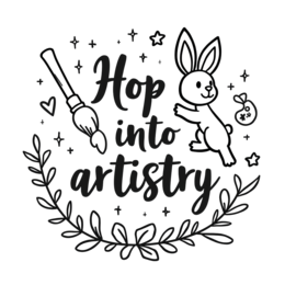 rabbit artbrush creativity flower SVG PNG design with bold lettering, floral elements
