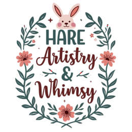 hare artistry whimsy wreath SVG PNG design with bold lettering, pink and red floral elements
