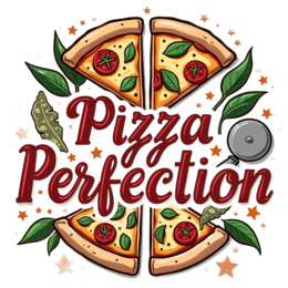 pizza perfection graphics SVG PNG design with bold lettering, green floral elements