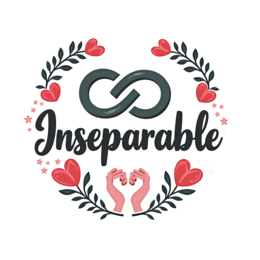 inseparable hearts SVG PNG design with bold lettering, pink and green floral elements