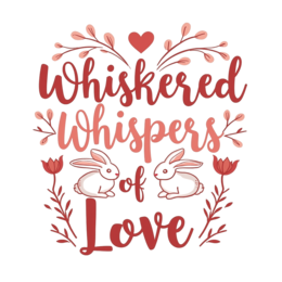 whiskered whispers bunnies SVG PNG design with bold lettering, white and pink floral elements