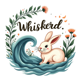 rabbit wave flowers SVG PNG design with bold lettering, red and green floral elements