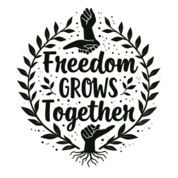 freedom growth SVG PNG design with bold lettering, black and white floral elements