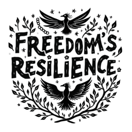 freedom resilience SVG PNG design with bold lettering, black and white floral elements