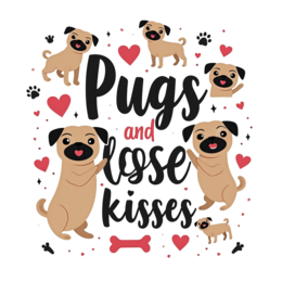 pugs love SVG PNG design with clean design elements