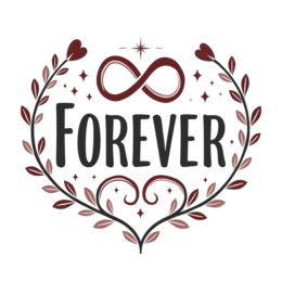 infinity hearts floral SVG PNG design with bold lettering, black and white floral elements