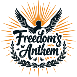 freedom anthems SVG PNG design with bold lettering, orange floral elements, an uplifting message