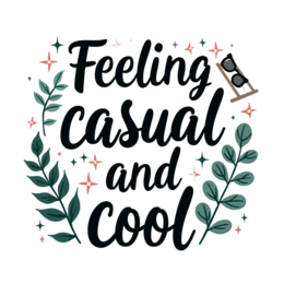 casual cool SVG PNG design with bold lettering, black and white floral elements