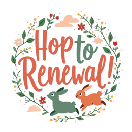 chocolate bunnies SVG PNG design with bold lettering, orange and red floral elements