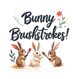 bunny painting SVG PNG design with bold lettering, white and green floral elements