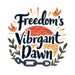 freedom vibrant dawn SVG PNG design with hand-drawn style, bold lettering, floral elements