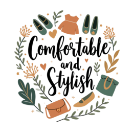 comfortable stylish SVG PNG design with bold lettering, orange and green floral elements