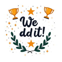 achievement trophies wreath SVG PNG design with bold lettering, white and orange floral elements