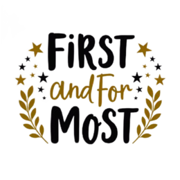 first and for most quote SVG PNG design with bold lettering, black floral elements