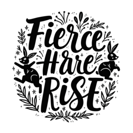 fierce hare rise floral SVG PNG design with hand-drawn style, bold lettering, black floral elements