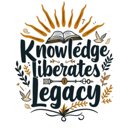 knowledge liberates legacy floral SVG PNG design with bold lettering, green and yellow floral elements, an uplifting message