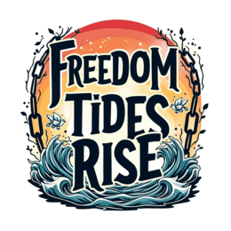 freedom tides rise SVG PNG design with bold lettering, orange and red floral elements, an uplifting message