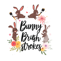 bunny brush strokes SVG PNG design with bold lettering, floral elements